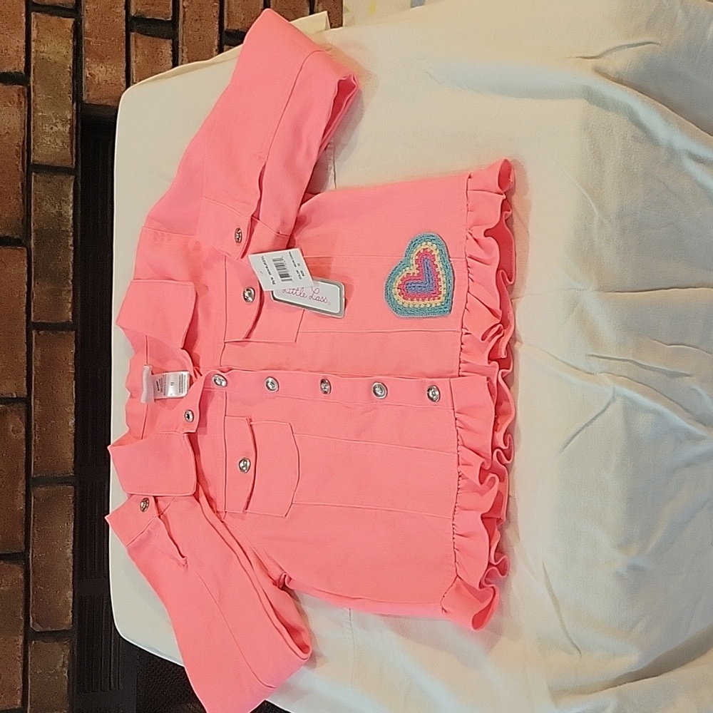 NWT Little Lass pink jean jacket size 12 girls.